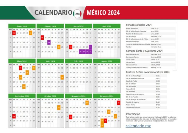 calendario con dias marcados de vacaciones 2