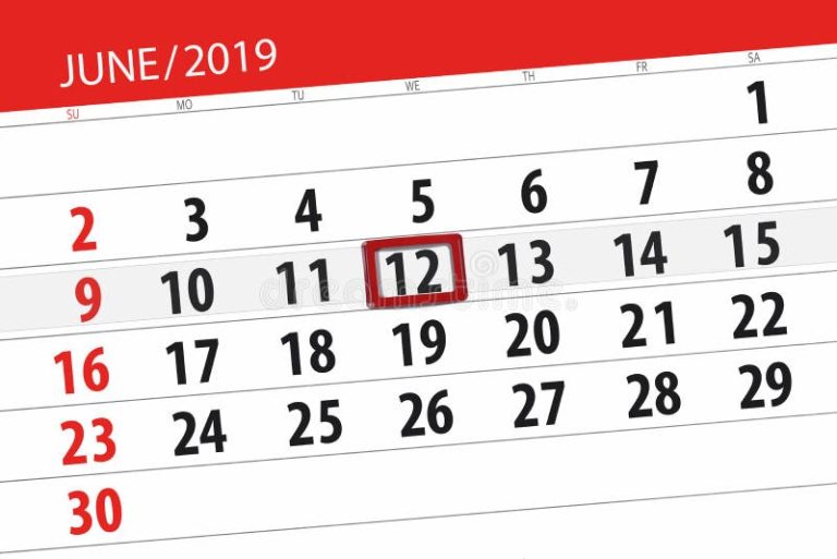 calendario mostrando el mes de junio