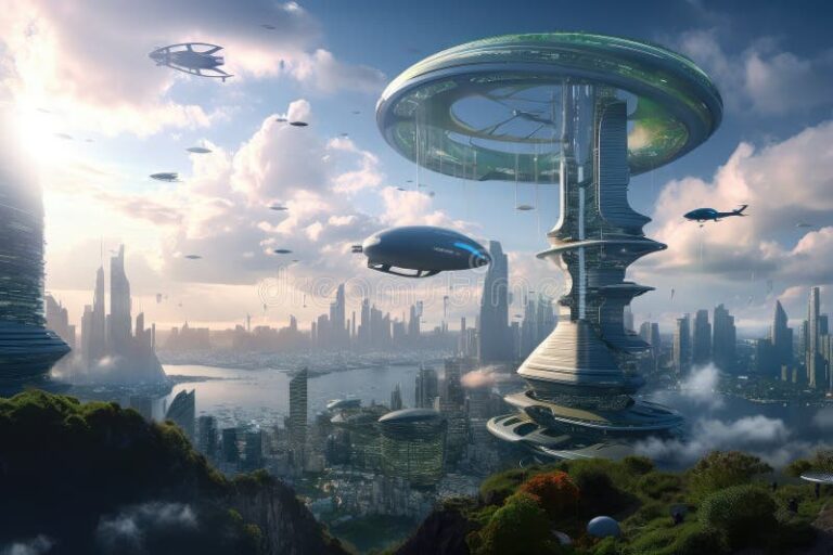 ciudad futurista con tecnologia avanzada