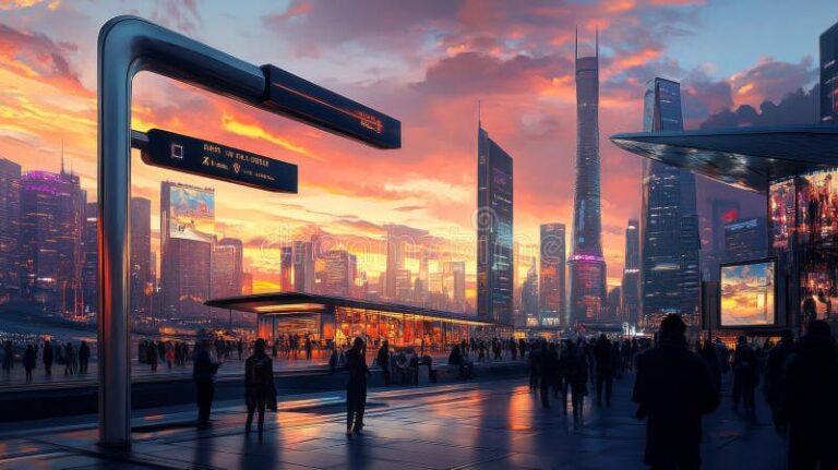 escena de una ciudad vibrante y moderna