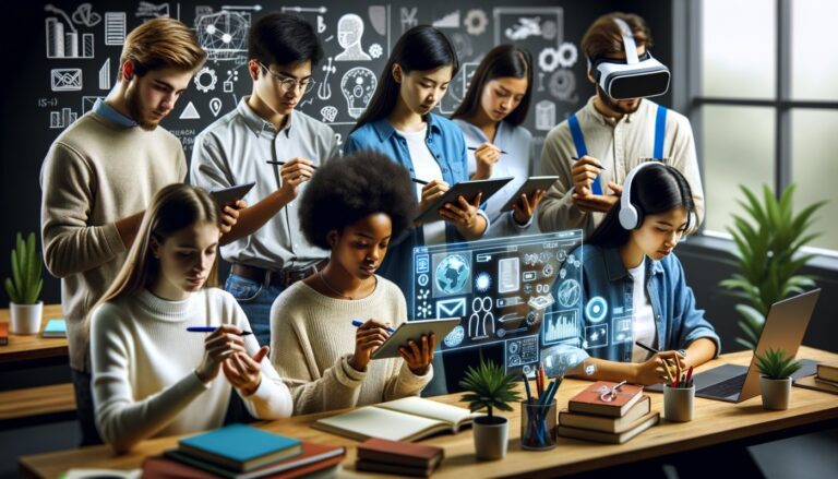 Qué es la plataforma educativa semipresencial José Vasconcelos 28 estudiantes en un aula moderna y colaborativa