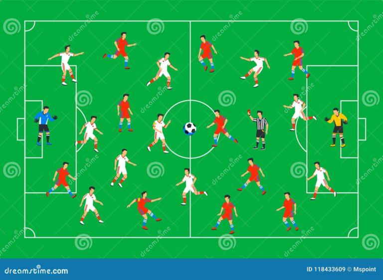 Cuántos jugadores hay en un equipo de fútbol y en total en el campo 2 jugadores de futbol en un campo verde
