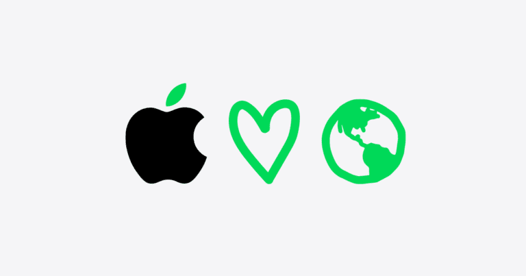 logo de apple con fondo verde sostenible