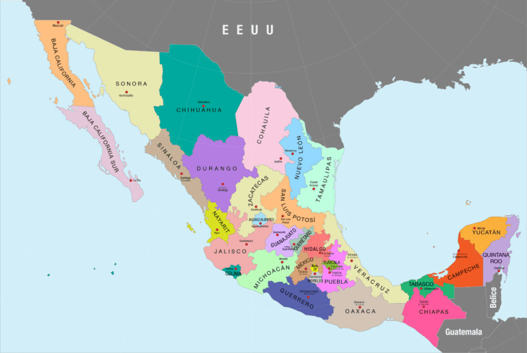 mapa de la republica mexicana con estados
