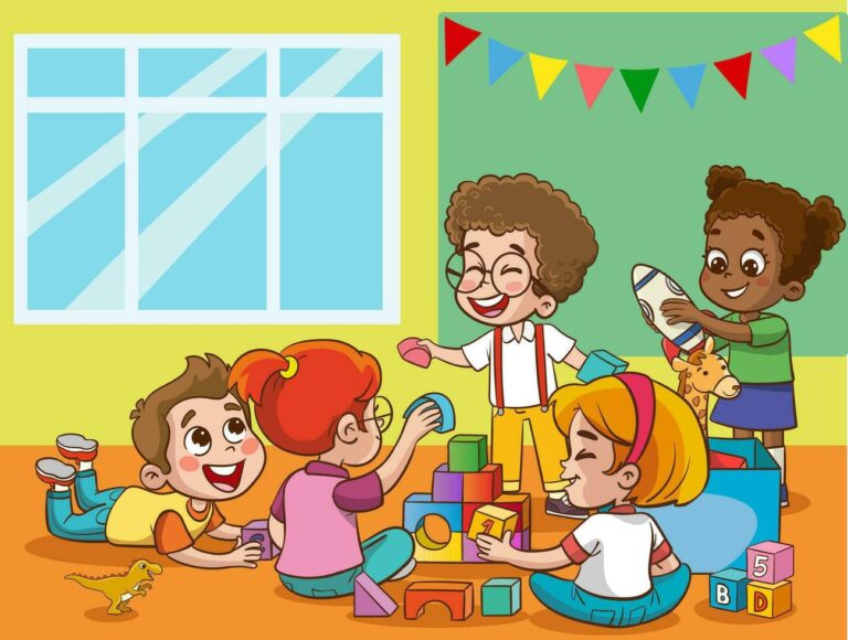 ninos jugando en un aula de preescolar