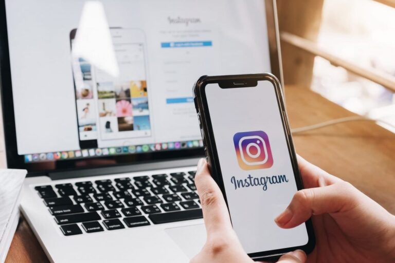 Cómo publicar en Instagram desde la PC con las mejores aplicaciones 20 persona usando computadora con instagram abierto 2