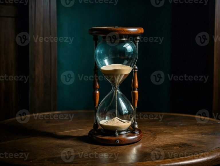 reloj de arena sobre una mesa