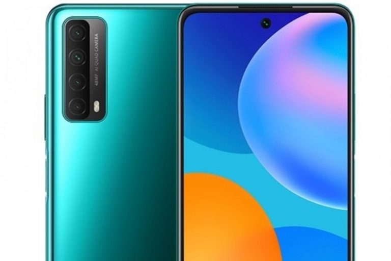 telefono huawei sobre fondo colorido