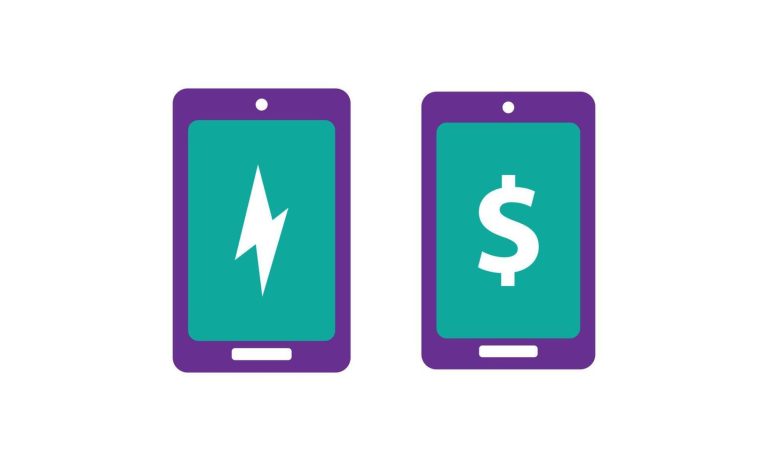 telefono movil con iconos de recarga