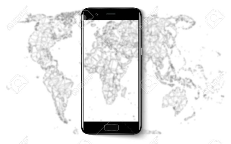 Cómo hacer llamadas internacionales con AT&T México 40 telefono movil en fondo de mapa mundial